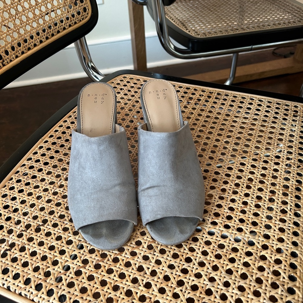 Grey Suede Mules